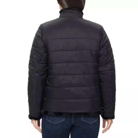 NWT Nicole Miller Women's Reversible Black Faux Fur Jacket - Picture 2 of 5